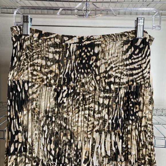 Chico's Women's Animal Print Pleated Maxi Skirt Size 1 Medium Flowy Neutral - Picture 7 of 9
